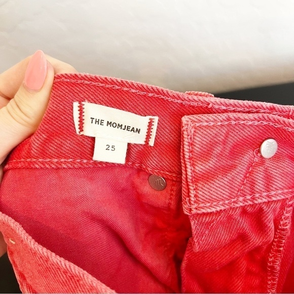 Madewell Women’s Mom Jeans Garment Dyed Edition Red Salmon Ankle 25 - Picture 7 of 8